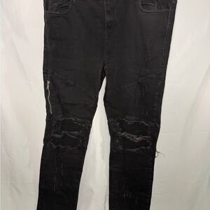 God First Black Distressed Jeans